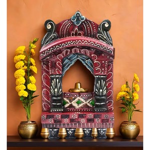 ไม้สักทาสีมือแขวนผนังวัดแขวนด้วยใบไม้สีทอง - Product Image 1