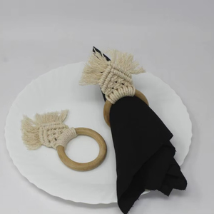 Anillos de Servilleta Acrílicos Vintage de Lujo, Decoración para el Hogar, Decoración para Mesa de Fiesta, Decoración para Bodas, Hechos a Mano, Macramé, Redondos de 5 cm - Product Image 1