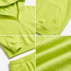 Sweat à capuche unisexe personnalisé avec logo, couleur néon, col zippé, éco-responsable, respirant, à manches longues et demi-zip - Product Image 4