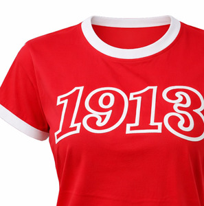 Camiseta de Verano Premium para Mujer, Casual, de Algodón, con Cuello Redondo y Letras Griegas DST 1913, Antiencogimiento, para Hermandades y Sororidades Delta - Product Image 3