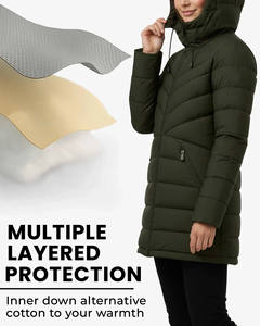 ราคาโรงงาน OEM เสื้อแจ็คเก็ตพัฟเฟอร์ผู้หญิงสีเขียวเข้มแบบมีฮู้ด เสื้อโค้ทพัฟเฟอร์สั่งทำพิเศษ เสื้อโค้ทควิลท์ทันสมัยพร้อมกระเป๋าซิป - Product Image 6