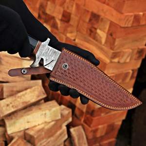 Couteau de chasse artisanal haut de gamme en acier Damas, manche en bois et bois de cerf, idéal pour le camping et la survie en extérieur – Vente chaude - Product Image 6