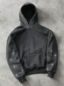 เสื้อฮู้ดขนแกะปักเพชร 100% ผ้าฝ้าย สำหรับฤดูหนาว แบบสั่งทำได้ ยูนิเซ็กซ์ 2 ชิ้น - Product Image 6