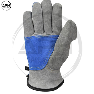 Guantes de Trabajo de Cuero Azul Duraderos de Primera Calidad con Palma Reforzada, Cierre Ajustable en la Muñeca, Doble Costura y Diseño Flexible para el Pulgar - Product Image 3