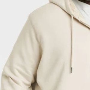 Sweat-shirts unisexes surdimensionnés en coton 100% personnalisés pour l'hiver, logo personnalisé, blanc, épaules tombantes, tissu polaire imperméable, OEM/ODM, poche unie - Product Image 3