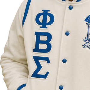 Blouson universitaire OEM 2026 Beta Sigma, coupe longue et ajustée, couleurs personnalisables, respirant, style universitaire hivernal, Greek Life - Product Image 6