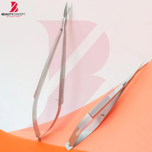 Ciseaux de beauté à ressort légers et durables en acier inoxydable anti-rouille de qualité supérieure, à lame courbée, pour manucure, pour droitiers, OEM ODM - Product Image 2