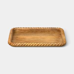 WONDER OVERSEAS Bandeja de Servicio Multifuncional de Madera con Diseño Art Deco Moderno, Patrón Horizontal y Asa, para Hoteles, Ramadán/Bodas - Product Image 3