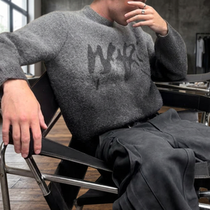 Sweat-shirt en mohair, doux, chaud et confortable, col rond, manches longues, pull décontracté d'hiver - Product Image 5