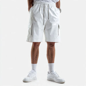 Shorts en cuir pour homme, taille haute à cordon de serrage, couleur unie, respirants, écologiques, pour le cyclisme et le streetwear - Product Image 3