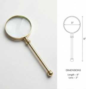 Loupe de lecture portative de luxe avec poignée en laiton massif, finition or antique, pour l'inspection de pièces de monnaie, de timbres et de bijoux - Product Image 3