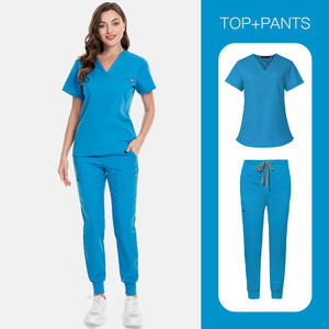 GLOWING NEON INDUSTRY Ensemble de blouses médicales pour femmes à col en V, en rayonne, avec logo, uniformes d'hôpital, manches courtes, thermocollées sans coutures - Product Image 3