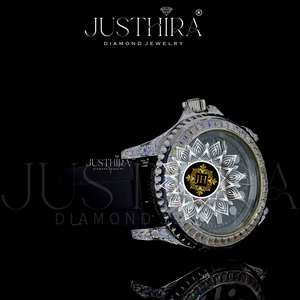 Montre à quartz RLX entièrement sertie de pierres, en alliage, 20 mm, verre saphir, aiguilles chiffres romains, style Hip-Hop, luxe, pour fiançailles, fêtes et mariages - Product Image 4