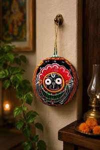 Artesanía Tradicional de Odisha, Figura del Dios Jagannath en Cáscara de Coco, Hecha a Mano, Obra Religiosa Decorativa para el Hogar, Templo o Sala de Estar - Product Image 5