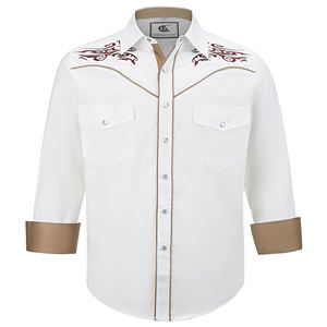 Chemise de cowboy western brodée pour homme, manches longues, coupe classique, imprimé, boutonnée, poches, 100 % coton flanelle, style professionnel - Product Image 2