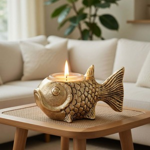 Porte-bougie sculpté en forme de poisson, 13.5cm, décoration pour la maison, résistant à la chaleur - Product Image 5