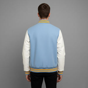 Veste universitaire longue bicolore en toile 100 % laine de haute qualité pour homme, avec revers et poignets côtelés, boutonnée, décontractée, pour l'hiver - Product Image 6