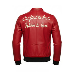 Veste en toile et cuir véritable bleu roi 2026 avec poignets montants, logo personnalisé imprimé sur le devant, coupe-vent et respirante pour l'hiver - Product Image 4