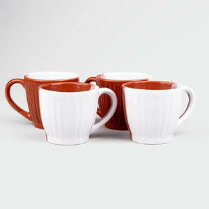 <b>Set</b> of 4 Red and White Ceramic <b>Tea</b> <b>Cups</b> - Product Image 3