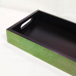 Moderno 2025 elegante bandeja de madera y resina para servir Color único para el hogar Hotel restaurante fabuloso diseño de bandeja de melocotón para servir - Product Image 2