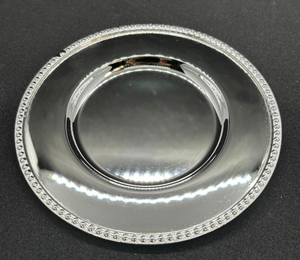 Platos de lujo plateados para bodas, decorativos, de metal con borde dorado y cuentas, para mesa, venta al por mayor, vajilla para eventos, bandeja de servicio - Product Image 3