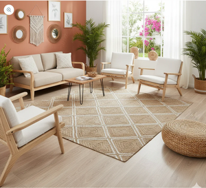 Colección de Alfombras Rugsmore - Alfombra de Yute Natural con Diseño de Diamantes, Alfombra de Yute del Fabricante Nhat Minh, Hecha a Mano en Vietnam, Venta al Por Mayor - Product Image 2