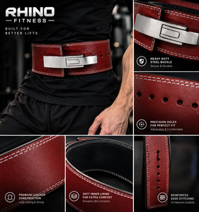 Cinturón de Levantamiento de Pesas Ajustable de Neopreno Rhino Fitness, Rojo, Duradero, Envolvente, Profesional para Adultos, para Todas las Estaciones - Product Image 5