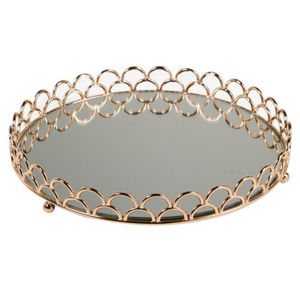 Bandeja Redonda Dorada Antigua con Diseño Único de Llave Griega, Bandeja Decorativa para Mesa de Centro o Uso en Hoteles y Restaurantes, Mejor Precio - Product Image 2