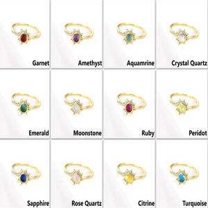 Rainbow Moonstone Gemstone Sunburst <b>Adjustable</b> <b>Rings</b> - Gold Plated <b>Adjustable</b> <b>Ring</b> for Women Jewelry - Product Image 5