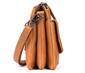 Nuevo Bolso Bandolera de Cuero Genuino con Cierre de Solapa y Detalle de Remaches, Estilo Clásico, Unisex, para Uso Diario, Color Marrón, en Venta - Product Image 2