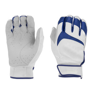 Breathable Leather Full Finger Baseball Gloves White <b>Blue</b> Hook And Loop Closure Adult Right Handed All Seasons Baseball Gloves - Product Image 1