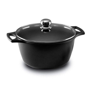 Classic-Style Black Stainless Steel Casseroles with Silver <b>Lid</b> for Hotels Durable Metal Dishware - Product Image 2