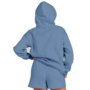 Conjunto Deportivo Personalizado, Sudadera con Capucha y Cremallera, Estilo Lavado Ácido, Secado Rápido, Ligero, Pantalones Cortos para Mujer - Product Image 2