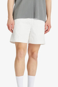 <b>Mens</b> White Cotton Oxford <b>Shorts</b> Elastic Waist Casual Breathable Solid Color <b>Woven</b> Fabric Mid Rise <b>Short</b> Length - Product Image 5