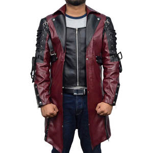Chaqueta de Cuero Estilo Steampunk de Dos Tonos, Chaqueta Gótica con Cierre de Cremallera, Cuero Sintético con Bolsillos Interiores, Hecha a Mano Personalizada - Product Image 1