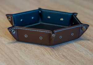 Plateau en cuir véritable en gros, grande capacité, organisateur de bureau, logo personnalisé, plateau en cuir de vachette véritable GLTY-0046 - Product Image 1