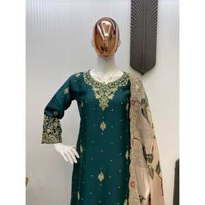 Salwar Kameez de Poliéster Verde de Diseño LG - Ropa de Fiesta con Dupatta Elegante, Talla M, Impresión Digital - Product Image 5