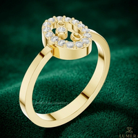 Anillo con Inicial de Diamante en Forma de O para Mujer |   Anillo de Oro Personalizado con Letra del Alfabeto en 9K, 10K, 14K y 18K |   Monograma Minimalista de Trabajo Manual con Diseño Abierto y Piedras Cultivadas en Laboratorio