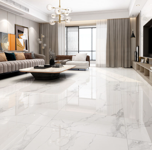 Baldosas de Porcelana Cerámica Metálica Pulida y Esmaltada de Gran Formato, Blancas Brillantes, Efecto Mármol, 750x1500mm, 9mm, para Baño - Product Image 3