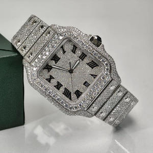 นาฬิกาข้อมือผู้ชายสไตล์ฮิปฮอปหรูหราประดับเพชรโมอิสซาไนต์ ระบบออโตเมติก สายสแตนเลส ของขวัญวันครบรอบสำหรับผู้ชาย - Product Image 1