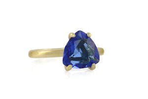 Bagues Solitaires en Argent Sterling 925 avec Superbe Saphir Bleu Naturel Facetté Coupe Poire, Plaqué Or Rose, Idéales pour Mariages et Fêtes - Product Image 3