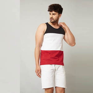 100% Customized Wholesale Slim Fit Spoon Neck Ribbed Knitted Tank <b>Top</b> White Men's Cotton Embroidery Personalized Logo Printing - Product Image 3