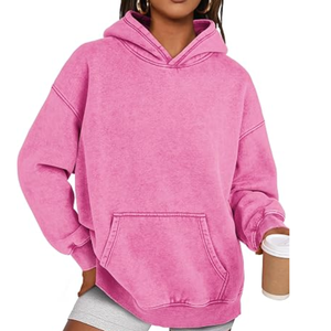 SILKZON INDS Hoodie streetwear original personnalisé en coton tricoté vieilli avec logo brodé sur le devant et manches tombantes pour femme - Product Image 3