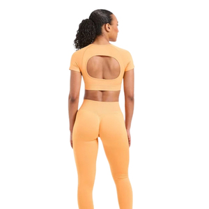 Women Seamless Sports <b>Crop</b> Shirt Comfortable Stretch Breathable Fitness <b>Top</b> Gym Workout Athletic Activewear Custom Manufacturer - Product Image 2