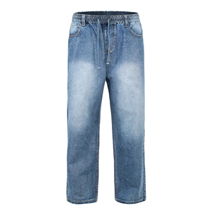 กางเกงยีนส์ผู้ชายสไตล์สตรีทแวร์ฮิปฮอปแบบลำลองทรงขากว้าง ลุคขาดๆ ฟอกสีสไตล์วินเทจ ทรงหลวมตรงแบบแบ็กกี้ - Product Image 1