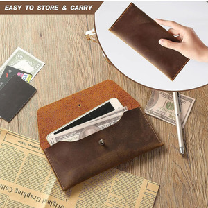 Genuine leather <b>money</b> <b>envelope</b> with secure snap button premium finish compact profile durable construction in wholesale price - Product Image 3