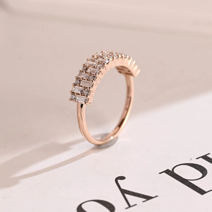 14K Rose Gold Emerald Cut Lab Grown Diamond Wedding Band <b>Ring</b> - Product Image 3