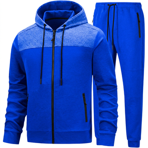 Survêtement à capuche pour homme, fermeture éclair intégrale, couleur unie, sweat-shirt et pantalon décontractés, respirant, en polaire écologique, vêtements d'hiver - Product Image 3