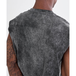 Acid Wash Muscle Solid Men's Sleeveless Quick Dry Breathable Gym Workout Tank Top Custom Fitness Clothing for Bodybuilding - Product Image 4