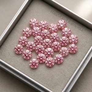 Diamant rond brillant rose vif fantaisie RAAMAA, cultivé en laboratoire, percé au laser, en vrac, taille personnalisée disponible, vente en gros directe usine - Product Image 2
